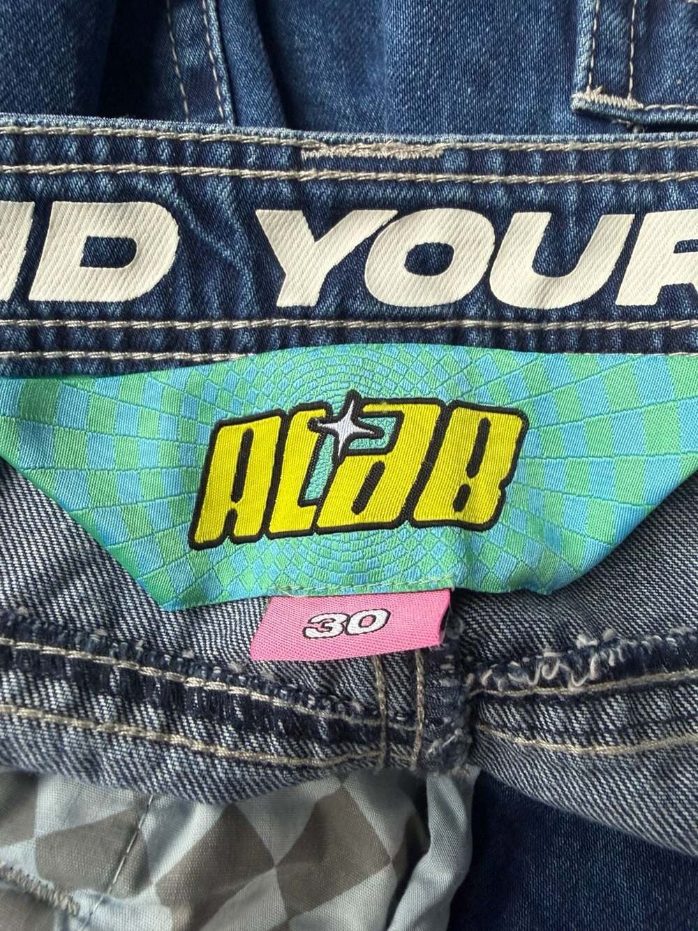 A-Lab 26 Inch Mega Wide Leg Bunny Patch Skater Jeans - Picture 11 of 14